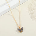 Gold Tone Colored Butterfly Pendant Necklaces in Six Colors view 7