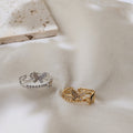 Gold And Silver Tone Clear Stone Butterfly Open Adjustable Rings view 4