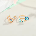 Gold Tone Adjustable Blue Evil Eye Rings in Four Designs view 3