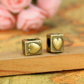Heart Rectangle Large Hole Alloy Bead 10x7mm