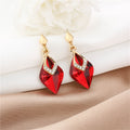 Blue Faceted Crystal Leaf Drop Earrings Gold Tone Studs view 3
