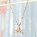 Gold Tone Crystal Whale Tail Pendant Necklace with Fine Chain view 5