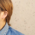 Mini Gold-Tone U-Shape Horseshoe Stud Earrings Stones view 2