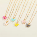 Gold Tone Colored Butterfly Pendant Necklaces in Six Colors view 1