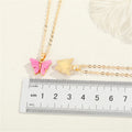 Gold Tone Colored Butterfly Pendant Necklaces in Six Colors view 2