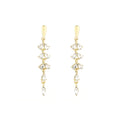 Wheat Leaf Crystal Look Gold Tone Extra Long Stud Earrings view 5