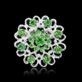 Black Silver Tone Heart Openwork Crystal Six Designs Metal Brooch Pin view 11