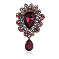 Red Gold Tone Flower Crystal Six Designs Metal Brooch Pin view 6