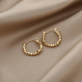 Gold Tone Faceted Cube Bead Hoop Earrings Latch Back view 1