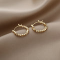 Gold Tone Faceted Cube Bead Hoop Earrings Latch Back view 3