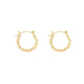 Gold Tone Faceted Cube Bead Hoop Earrings Latch Back view 5