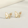 Gold Tone Pearl Oval and Butterfly Stud Earrings in Three Designs view 4