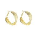 Gold Tone Twisted Multiline Statement Hoop Earrings view 5