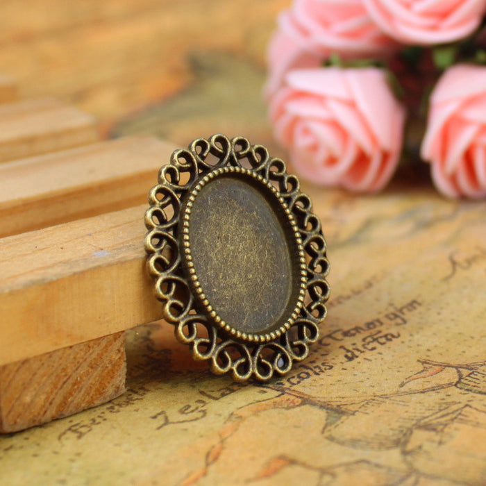 Oval Heart Scroll Border Pendant Trays in Three Finishes