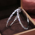 Double-Row Baguette Clear Stone Large Hoop Earrings In Two Tones view 3