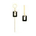 White Rectangle Gold Tone Asymmetric Long Stud Earrings view 5