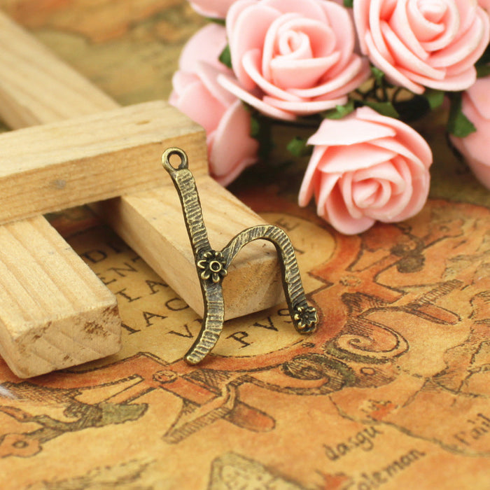 30x20mm Flower Letter H Alloy Charm Pendant