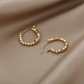 Gold Tone Faceted Cube Bead Hoop Earrings Latch Back view 2