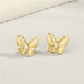 Gold Tone Pearl Oval and Butterfly Stud Earrings in Three Designs view 5