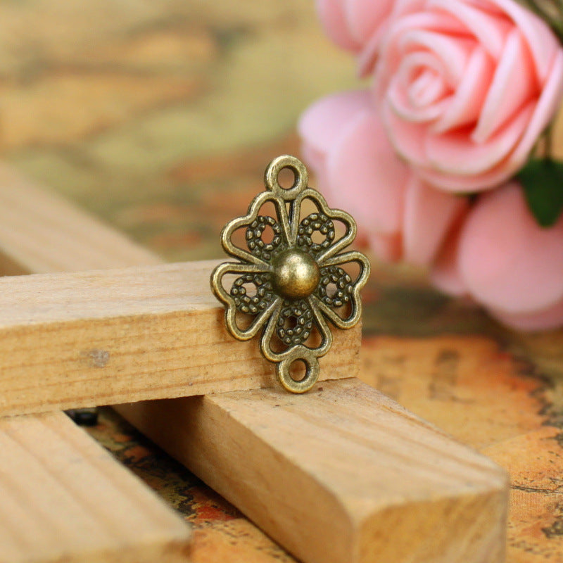 Five-Petal Flower Double-Hole Alloy Connector Charm 20x15mm