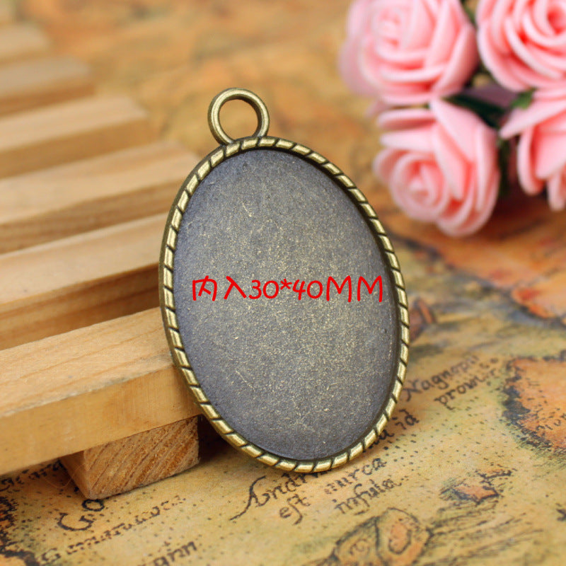 Oval Alloy Bezel Setting Pendant Tray 50x33mm for 30x40mm Cabochon