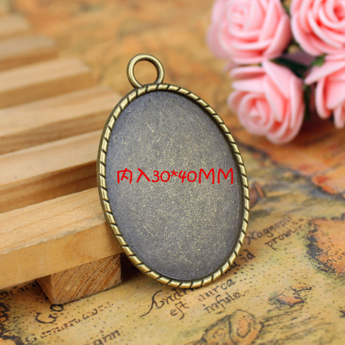 Oval Alloy Bezel Setting Pendant Tray 50x33mm for 30x40mm Cabochon