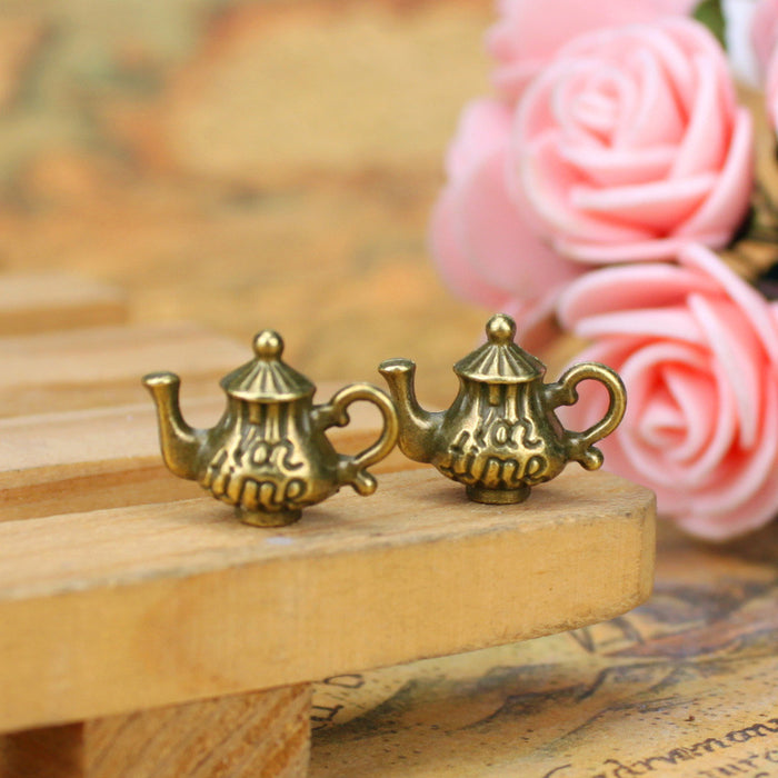 Mini Teapot Metal Charm Pendant in 3 Finishes for Jewelry Making