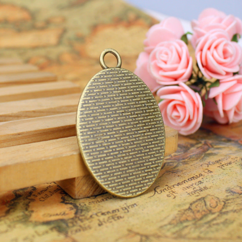 Oval Alloy Bezel Setting Pendant Tray 50x33mm for 30x40mm Cabochon