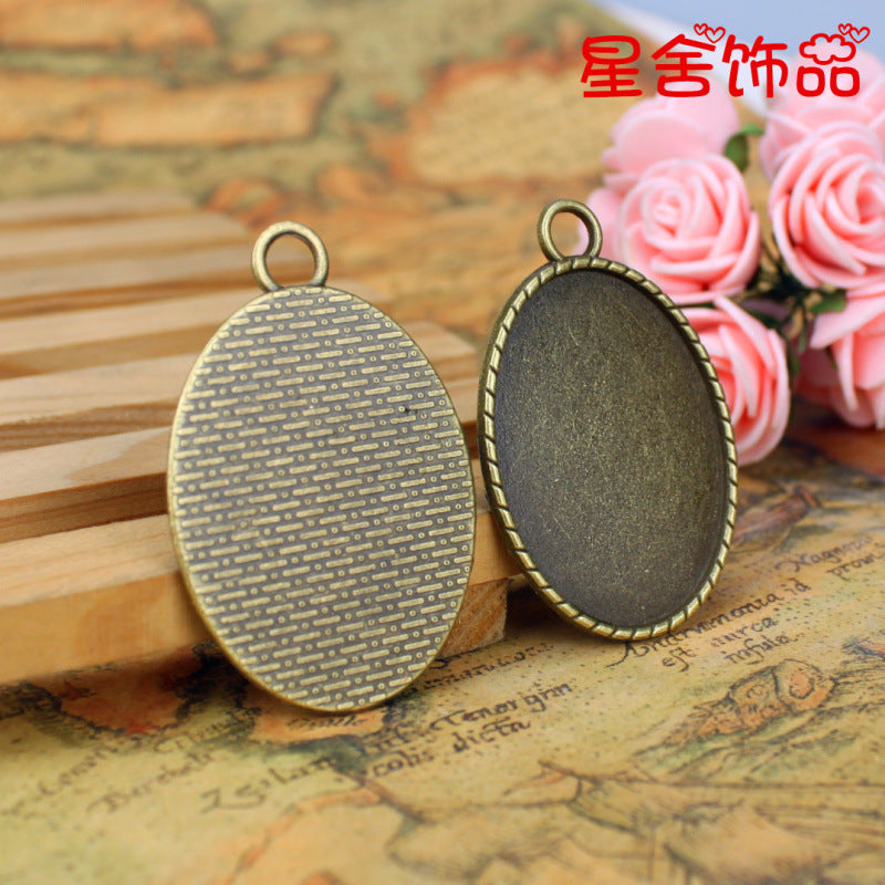 Oval Alloy Bezel Setting Pendant Tray 50x33mm for 30x40mm Cabochon