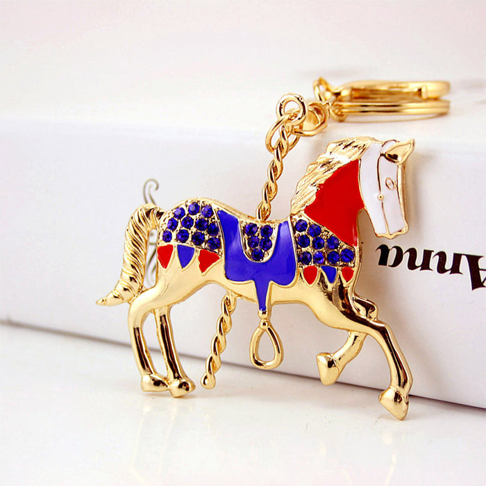 Cute Carousel Horse Zinc Alloy Car Keychain Bag Charm Gift for Women