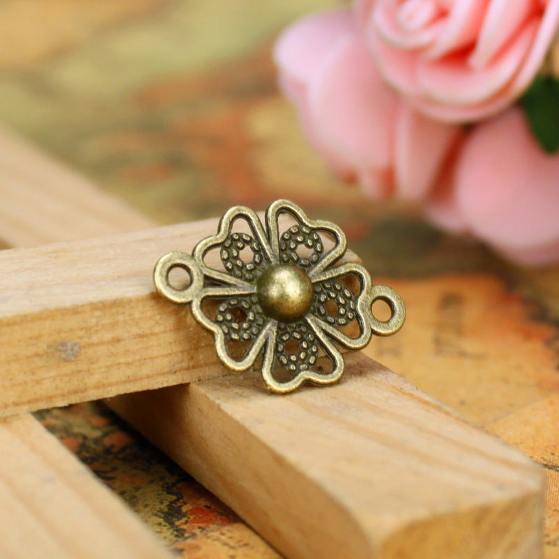 Five-Petal Flower Double-Hole Alloy Connector Charm 20x15mm