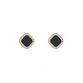 Black Square Clear Look Border Small Stud Earrings view 5