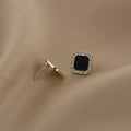Black Square Clear Look Border Small Stud Earrings view 4