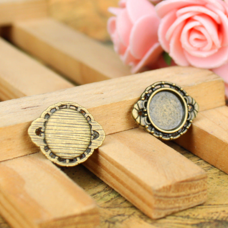 Alloy Double-Loop Pendant Tray Bezel Setting for 10mm Cabochons