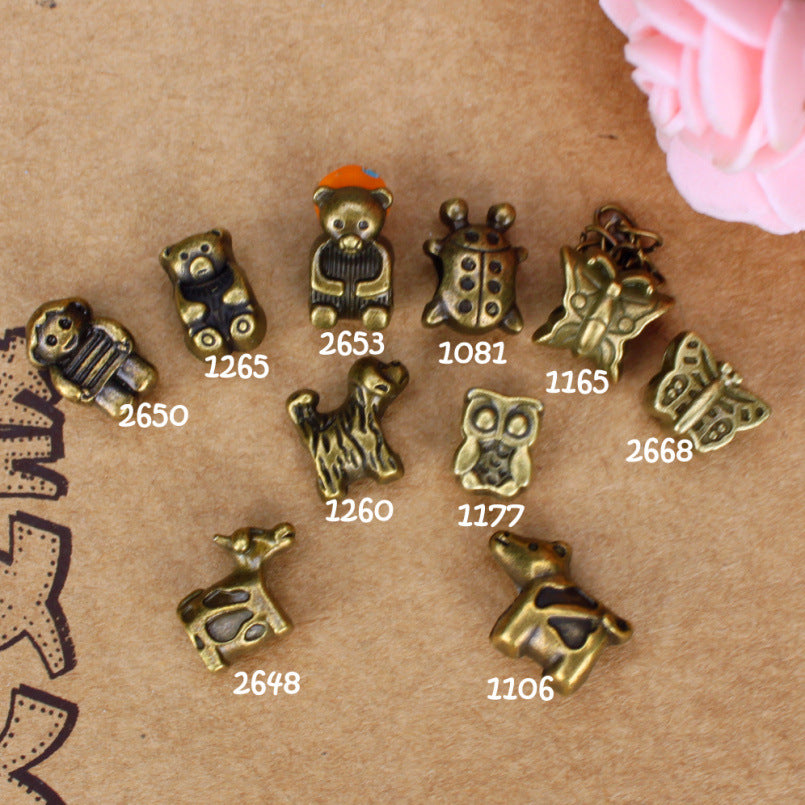 Vintage Alloy Large Hole Bead Charms for DIY Jewelry
