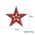 Red Enamel Five Point Star Brooch Silver Tone Border view 5
