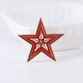 Red Enamel Five Point Star Brooch Silver Tone Border view 6