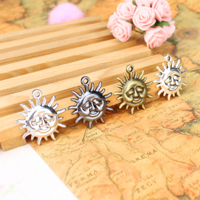 34mm Vintage Alloy Sun Charm Pendant