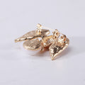 Twin Eagle Brooch in Blue Green or Red Gold With Pearl Drop view 3