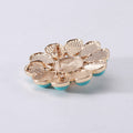Turquoise Enamel Daisy Brooch with Yellow Round Center view 3
