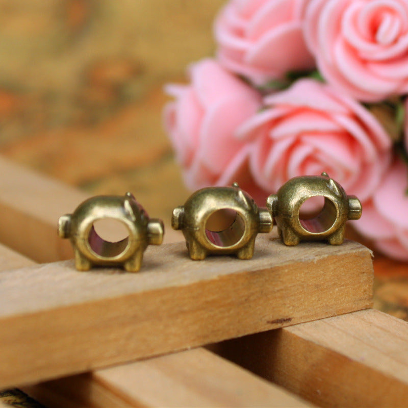 Cute Pig Alloy Large Hole Bead Charm Pendant 13x8mm