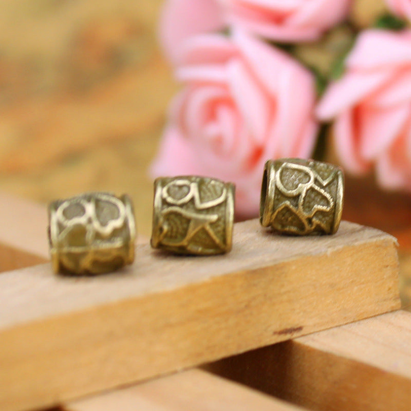 8mm Alloy Heart Large Hole Barrel Bead