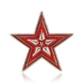 Red Enamel Five Point Star Brooch Silver Tone Border view 1