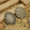 25x18mm Oval Alloy Bezel Setting with Lace Edge