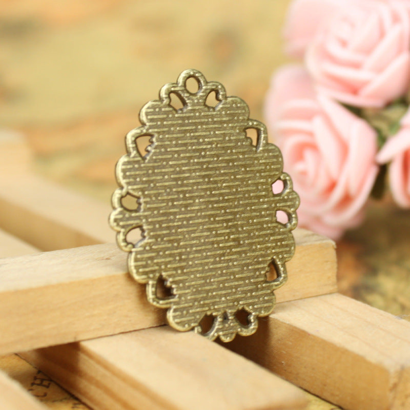 25x18mm Oval Alloy Bezel Setting with Lace Edge
