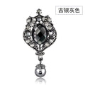 Black Silver Tone Flower Polished Crystal Two Designs Metal Brooch Pin view 3