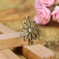 Double-Hole Chrysanthemum Alloy Connector Charm 25x19mm