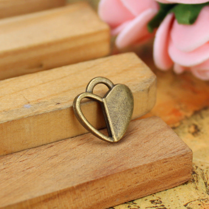 Vintage Layered Double Heart Charm Metal Jewelry Component, 6 Finish Options