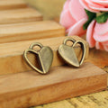 Vintage Layered Double Heart Charm Metal Jewelry Component, 6 Finish Options view 2