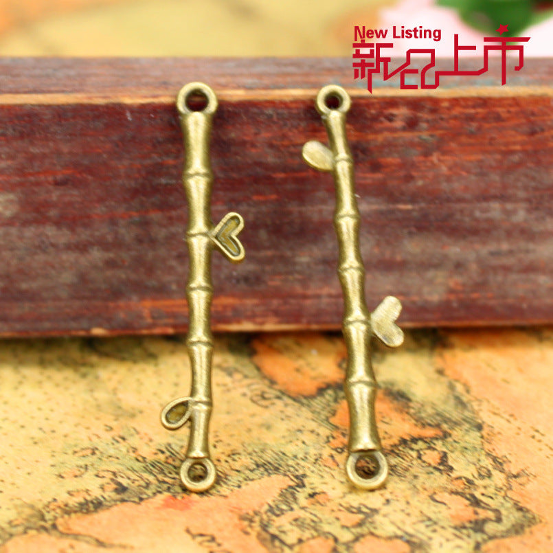 Heart Bamboo Bar Double-Hole Bracelet Connector Alloy Finding